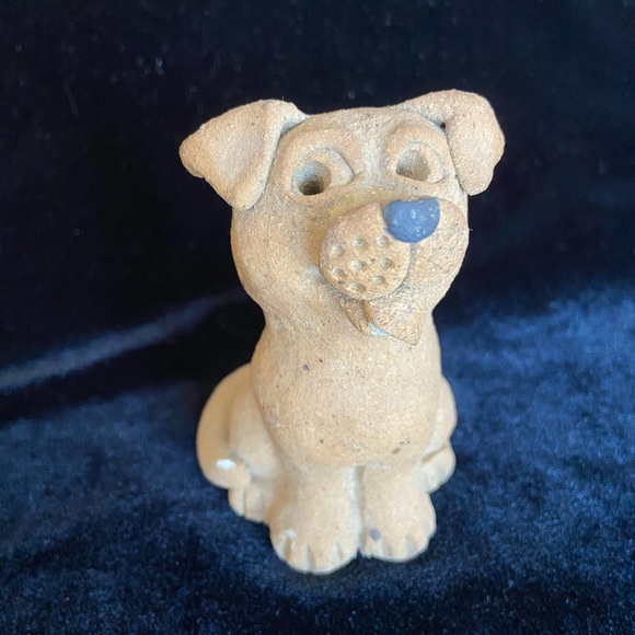 Source Unknown Other - 🩵 Adorable Handmade Clay Sand Textured Dog Puppy Figurine Sculpture